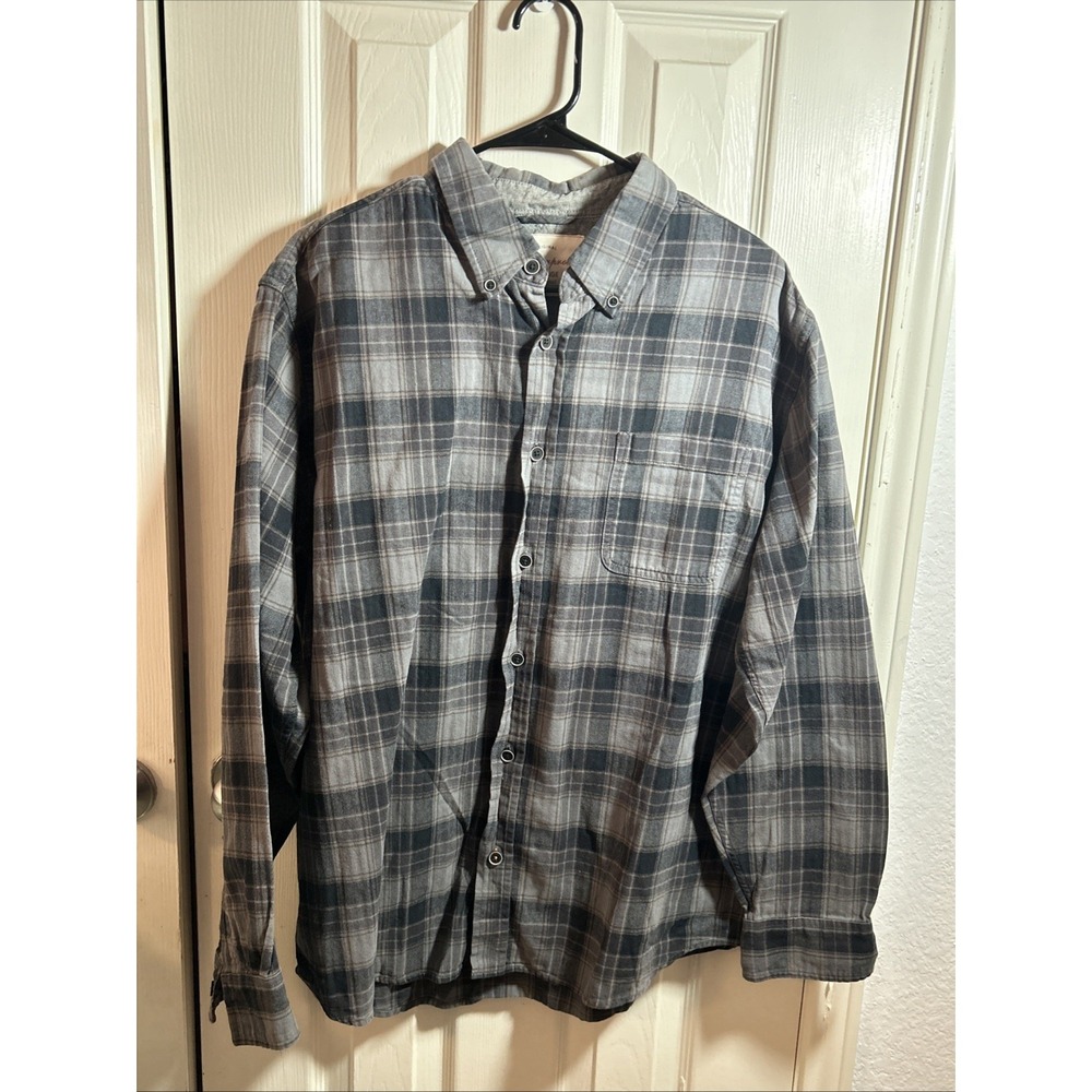 Original Weatherproof Vintage‎ Flannel Shirt Men's Gray Plaid Long Sleeve XL